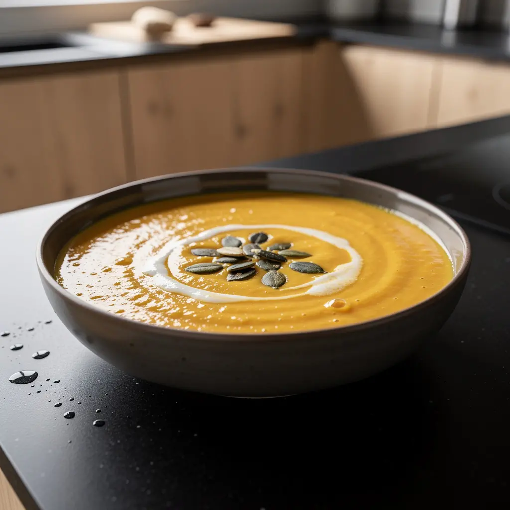 Sopa alemana de calabaza con manzana y jengibre