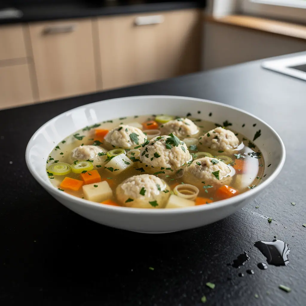 Soupe allemande aux gnocchis de fromage Käseklößchensuppe