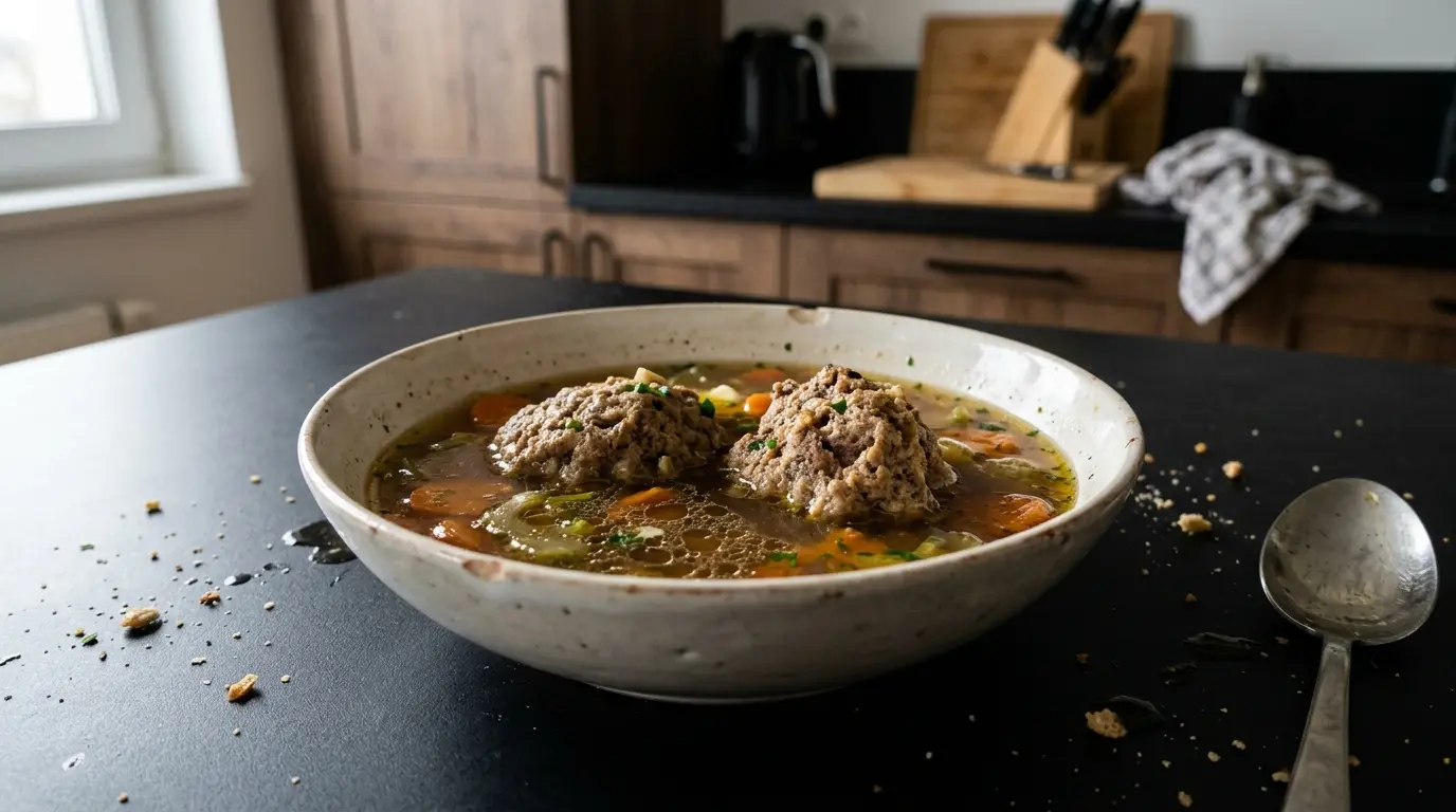 Niemiecka zupa z kluskami z wątróbki Leberknödelsuppe