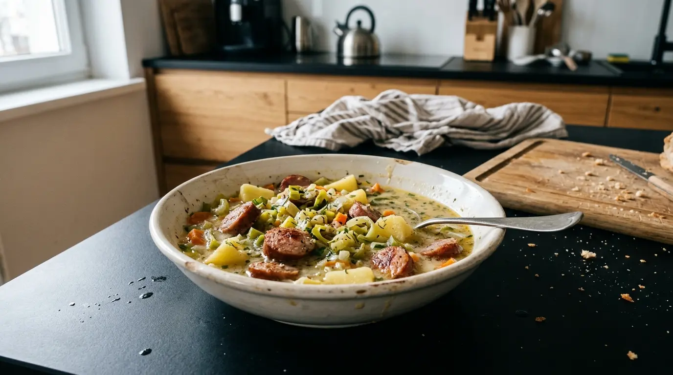 German Leek and Sausage Soup with Potatoes