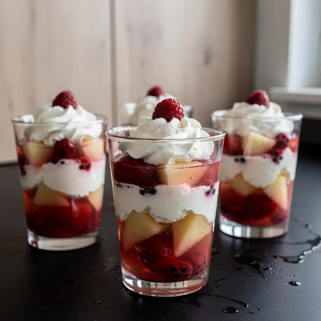 Dessert allemand Götterspeise à la crème fouettée