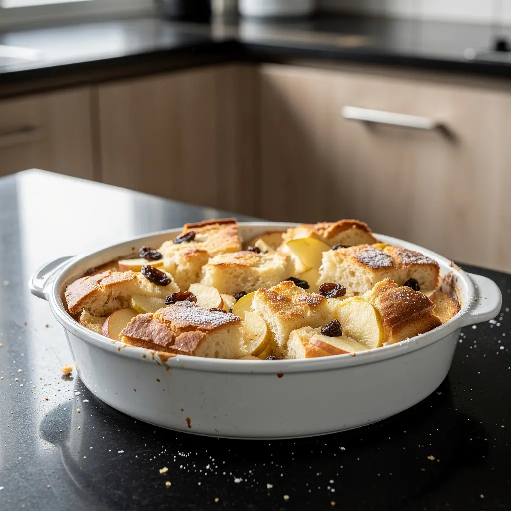 Deutsches Brot-Apfel-Dessert mit Zimt