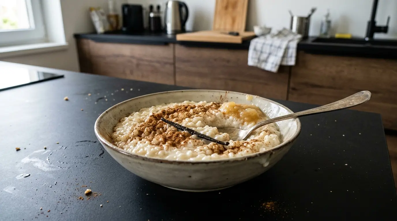 Niemiecki deser ryżowy Milchreis z cynamonem