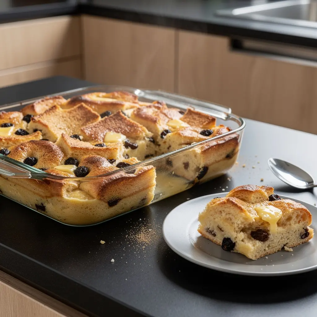 Dessert tedesco di panino e vaniglia Semmelauflauf dolce