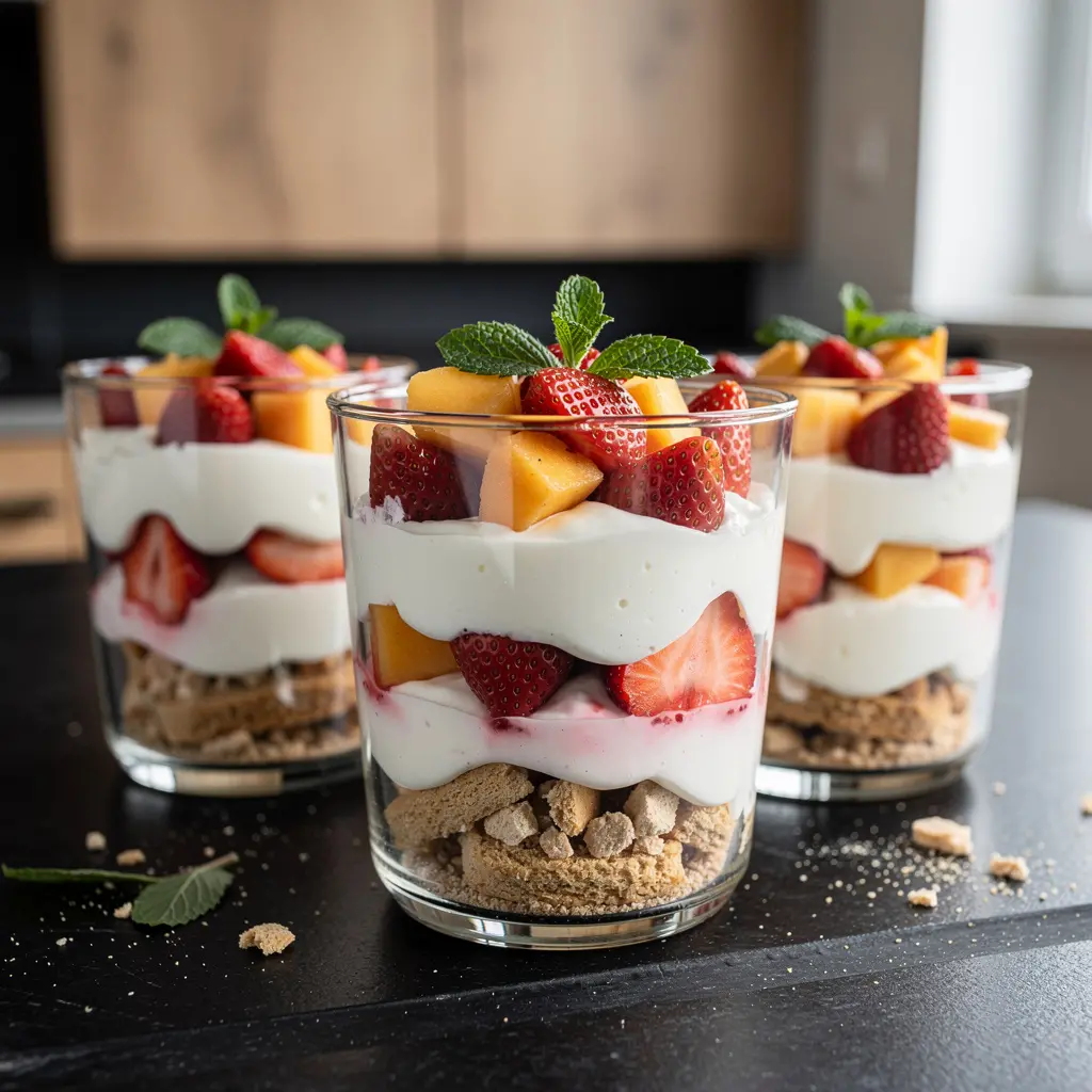 Dessert allemand au yaourt et aux fruits Sommerdessert