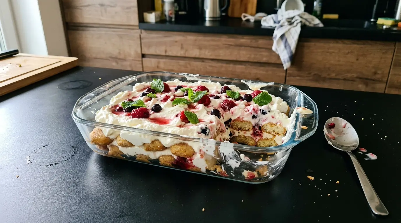 German Quark and Ladyfinger Dessert with Fruit