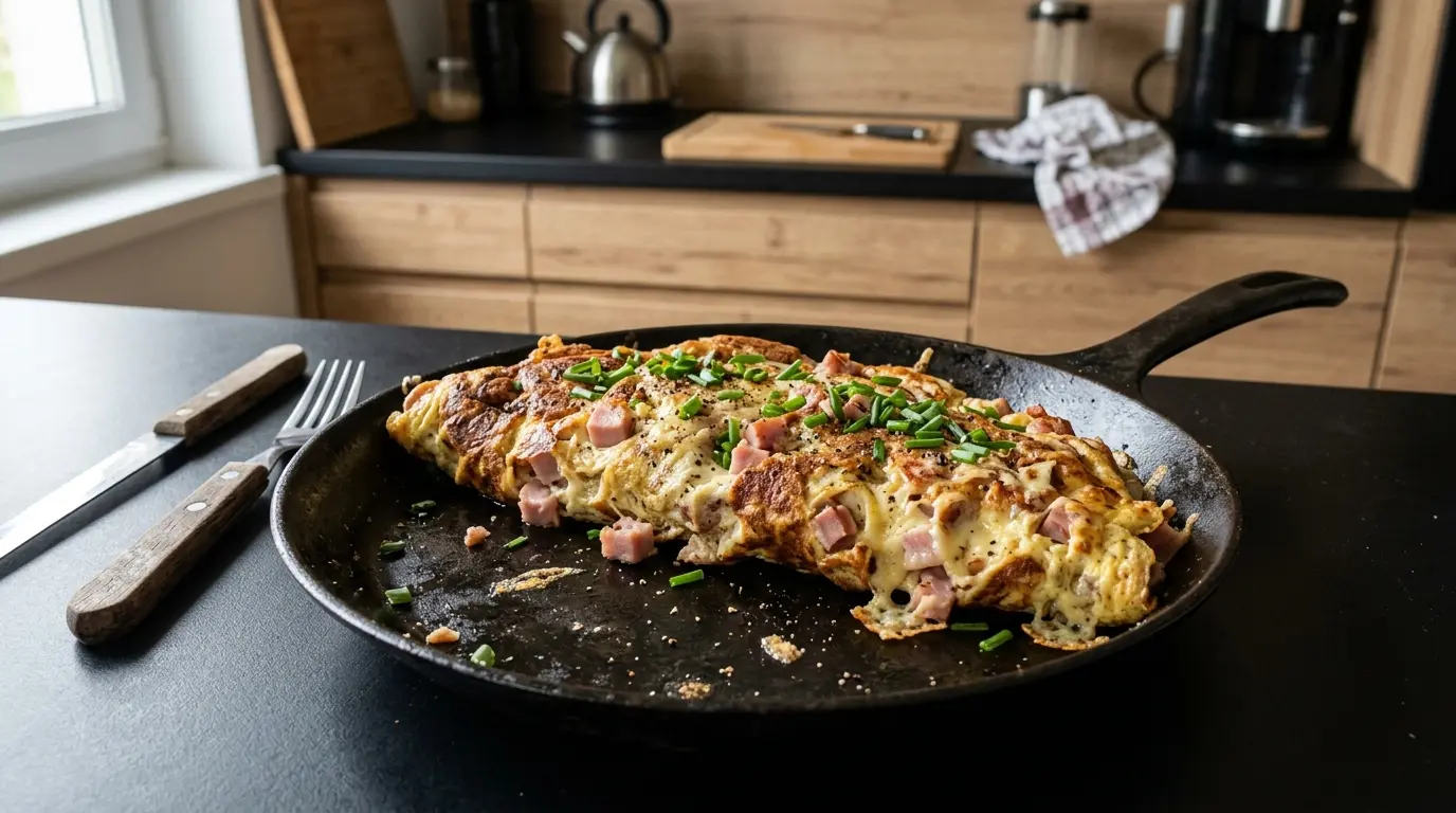 Omelette tedesca con prosciutto e formaggio Schinken-Käse-Omlett