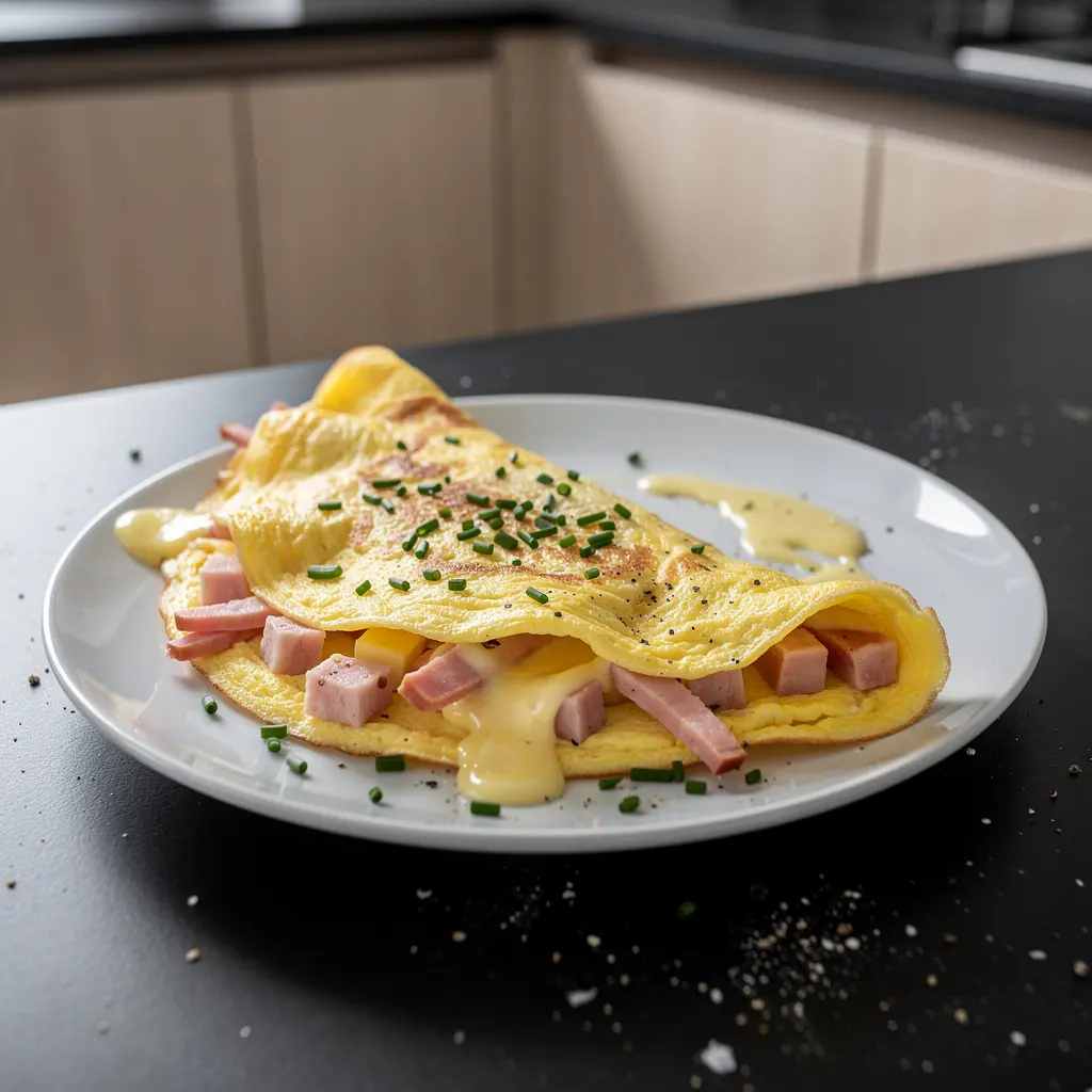 Omelette allemande au jambon et au fromage Schinken-Käse-Omlett