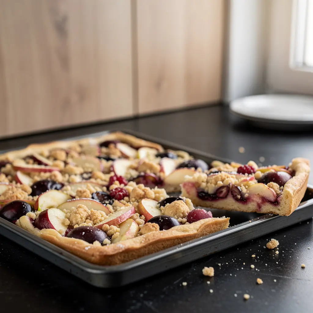 Deutscher Hefekuchen mit Obst Streuselkuchen