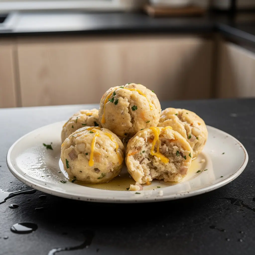 Bolitas alemanas de pan y queso Käse-Semmelknödel