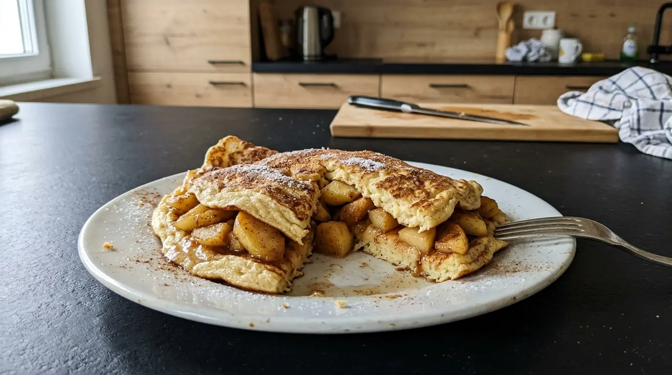 Niemieckie naleśniki Pfannkuchen z jabłkami