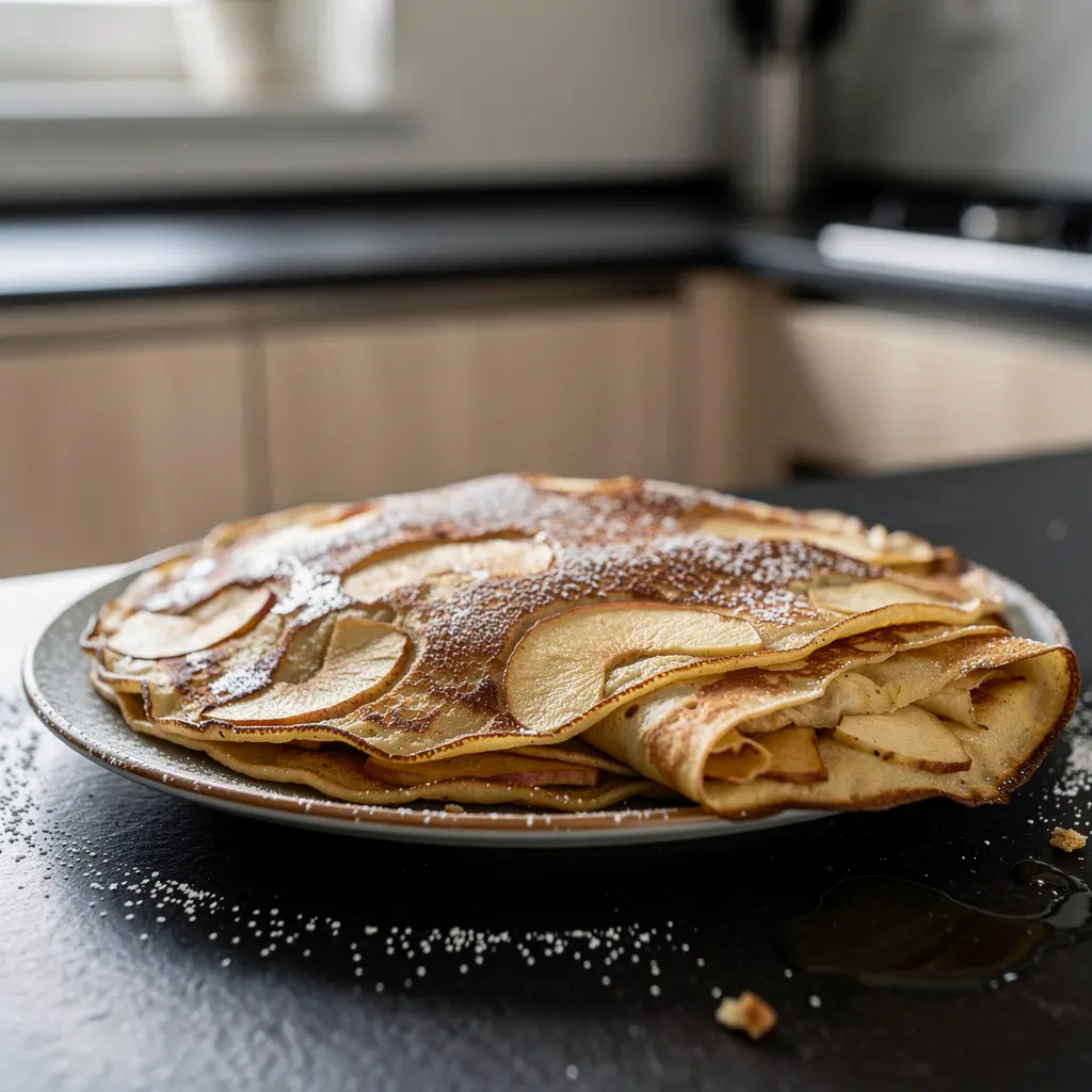 Niemieckie naleśniki Pfannkuchen z jabłkami