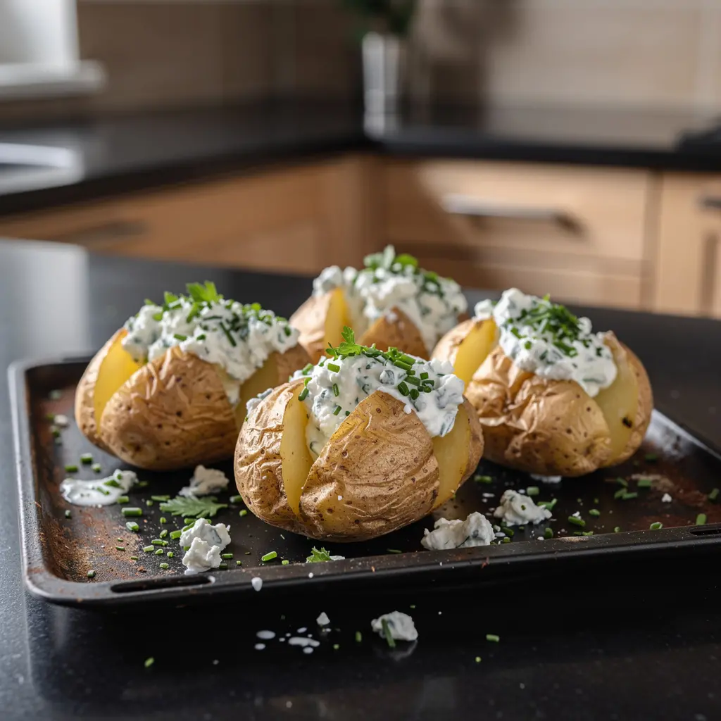 Pommes de terre rôties allemandes au fromage blanc et aux herbes (Ofenkartoffeln)