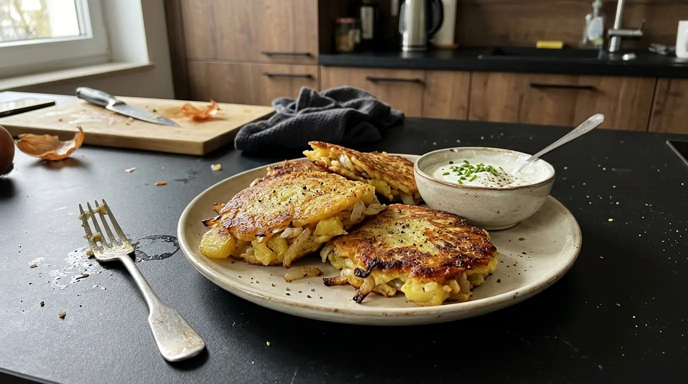 Raviolis alemanes de patata y cebolla Kartoffelplätzchen