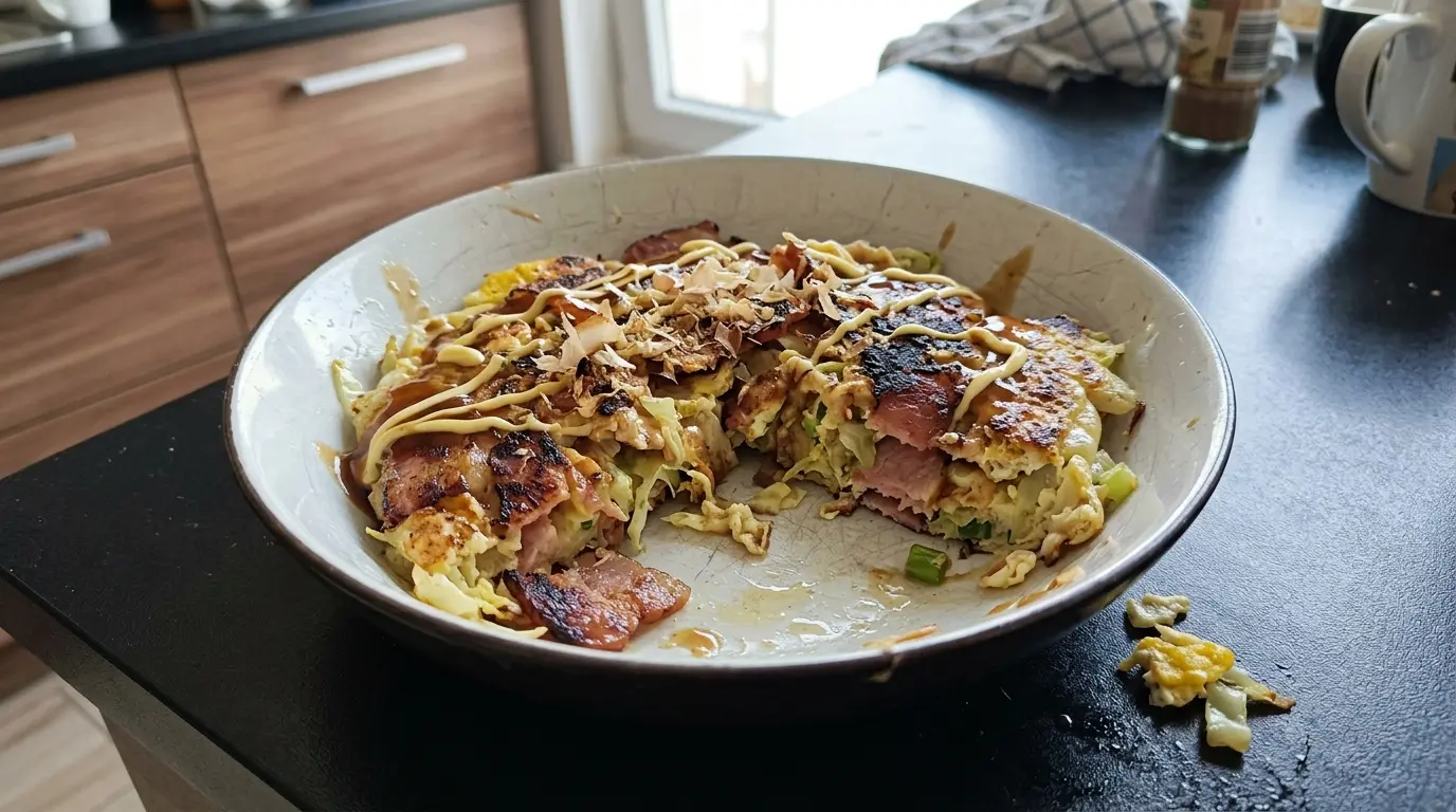 Okonomiyaki z kapustą i boczkiem