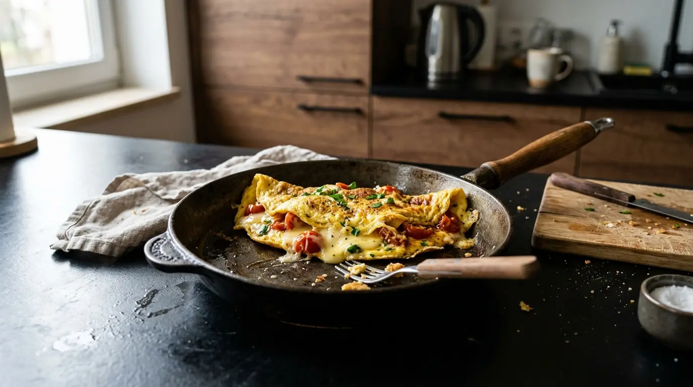 Omelett mit Käse und Tomaten – französisches Omelett mit Käse und Tomaten