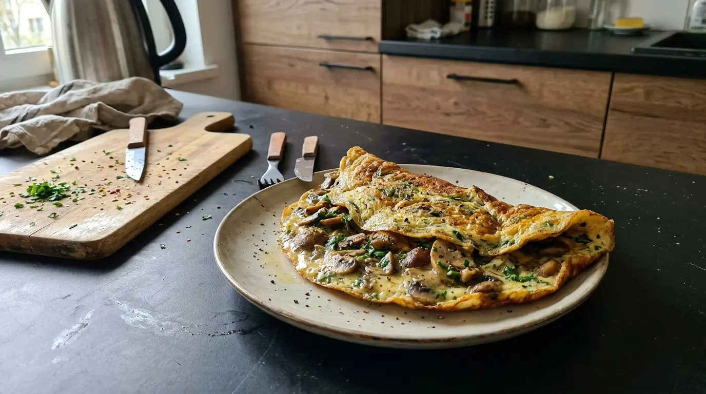 Omelette aux champignons – omlet z pieczarkami i ziołami