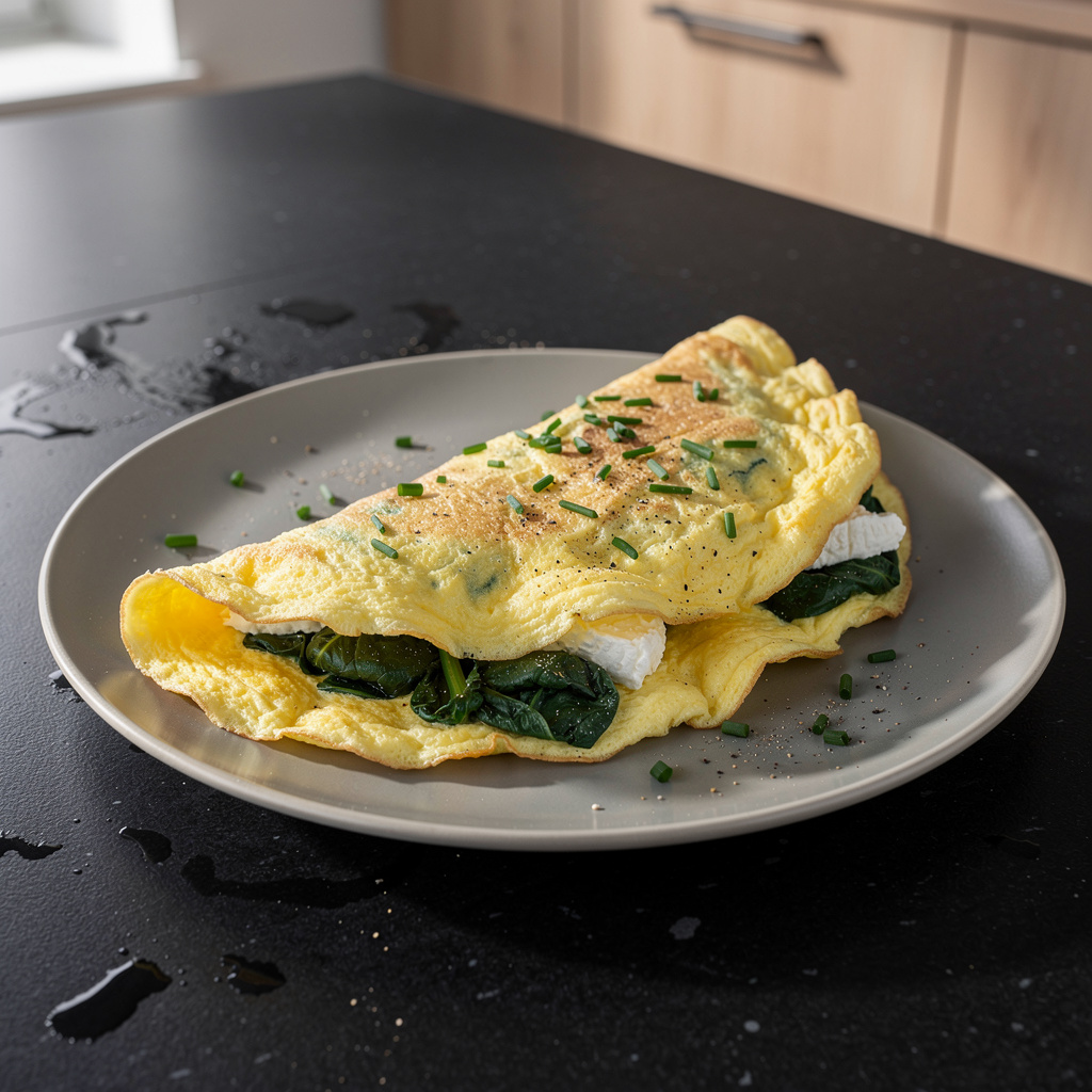 Omelette con spinaci e formaggio di capra – omelette con spinaci e formaggio di capra