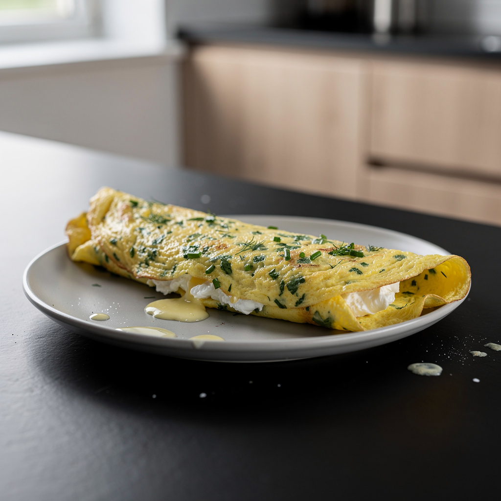 Omelette alle erbe e formaggio fresco – soffice omelette alle erbe con formaggio cremoso
