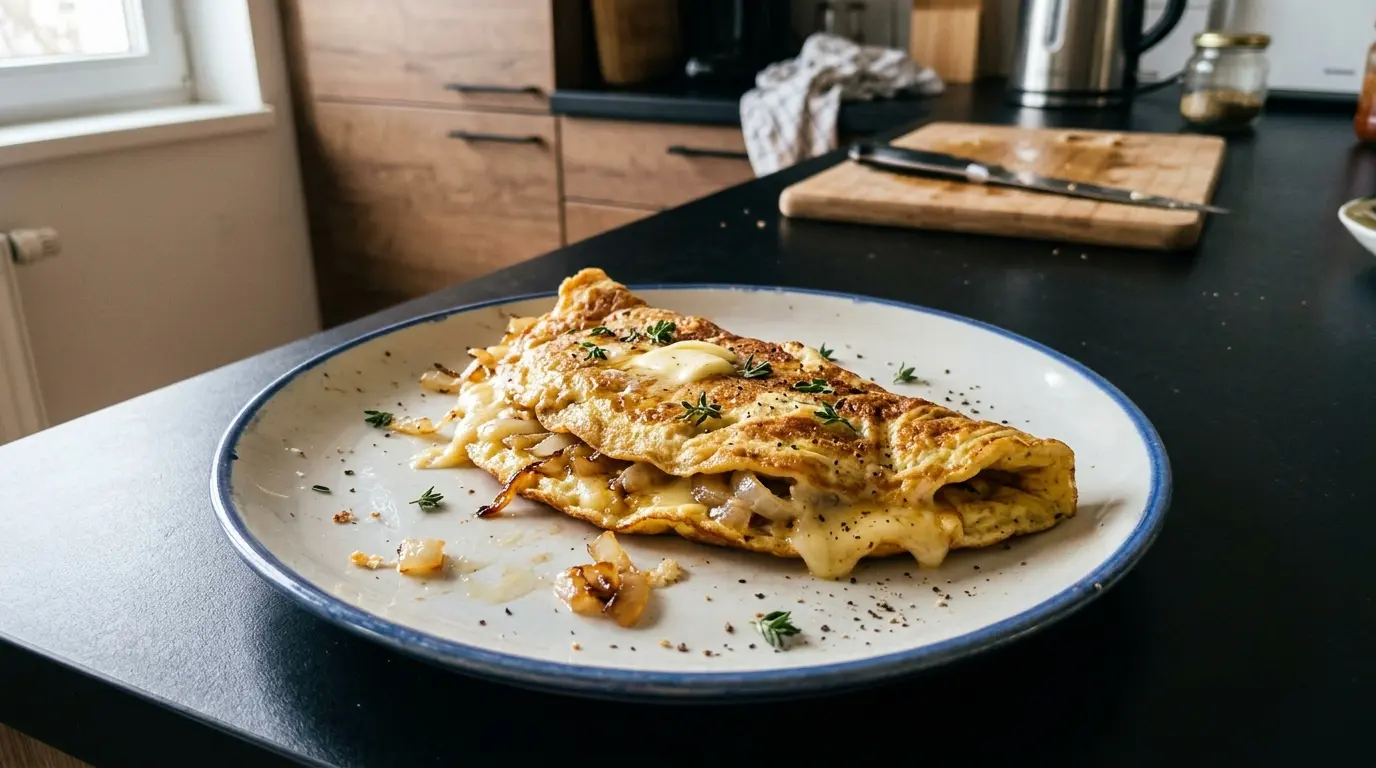 Omelette aux oignons et fromage – omlet z cebulą i serem po francusku
