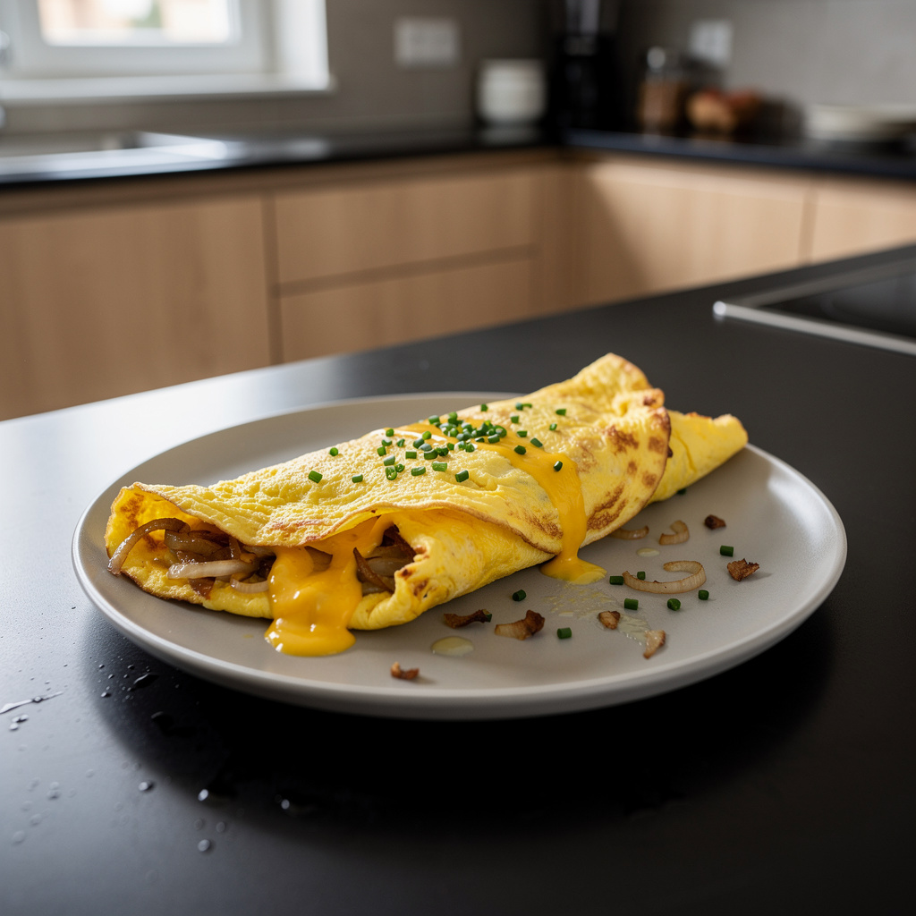 Omelette con cipolle e formaggio alla francese