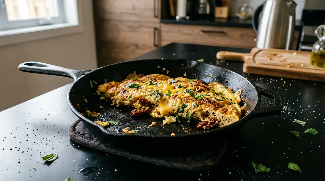 Omelette aux tomates séchées et basilic – omlet z suszonymi pomidorami i bazylią