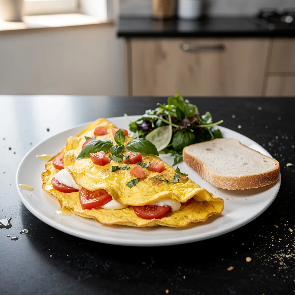 Frittata all’italiana con pomodori, mozzarella e basilico