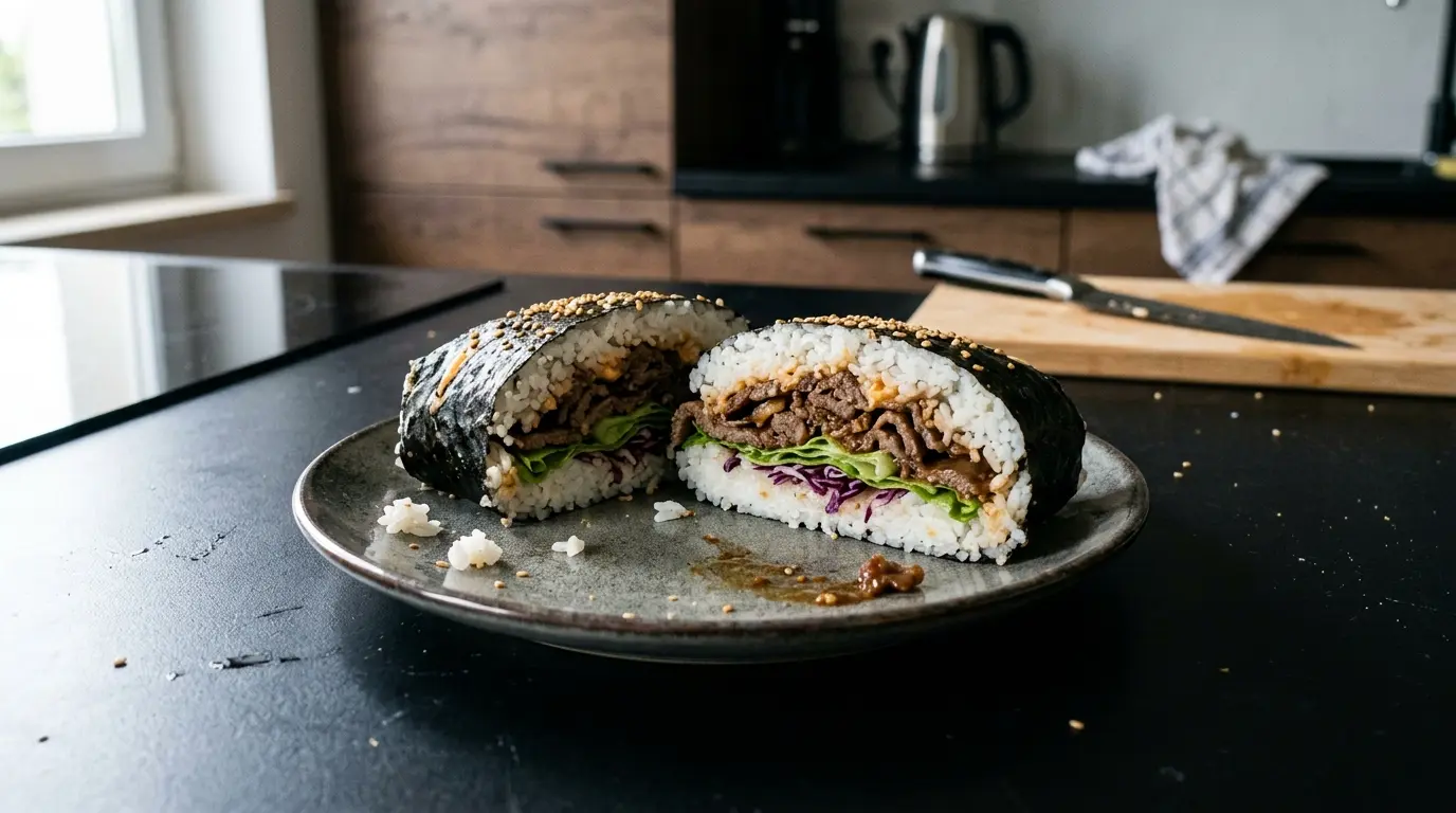 Onigirazu mit Bulgogi-Rind auf japanische Art