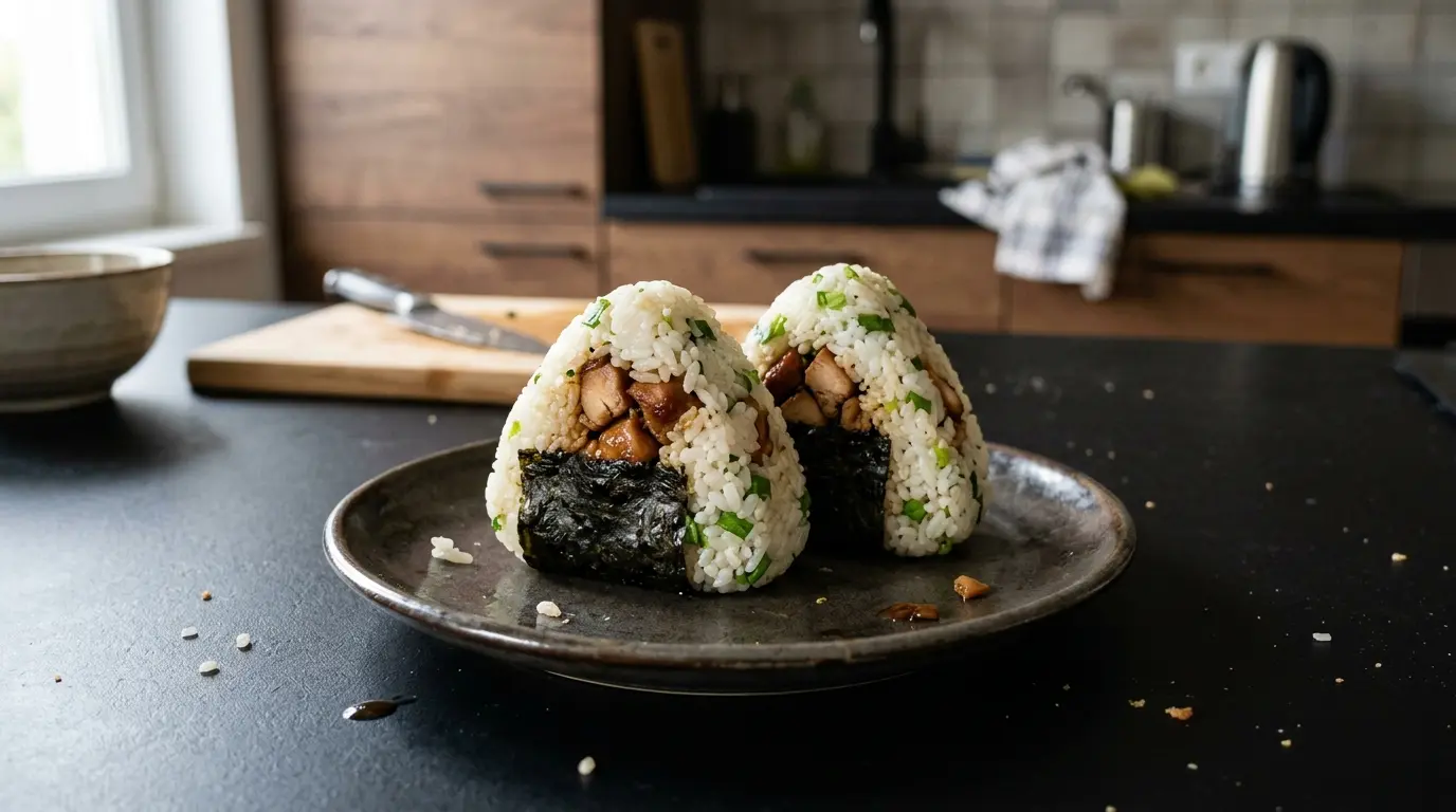 Onigiri z kurczakiem teriyaki i szczypiorkiem