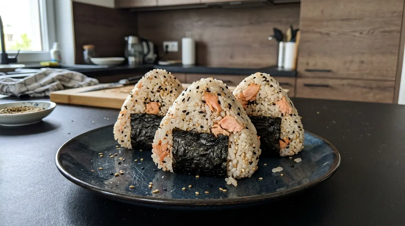 Onigiri z łososiem i sezamem