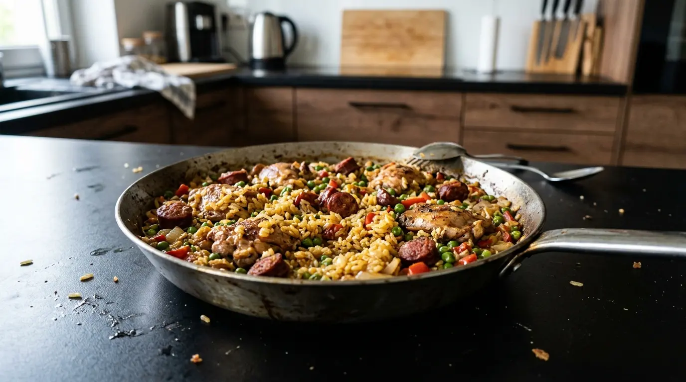 Paella z kurczakiem i chorizo