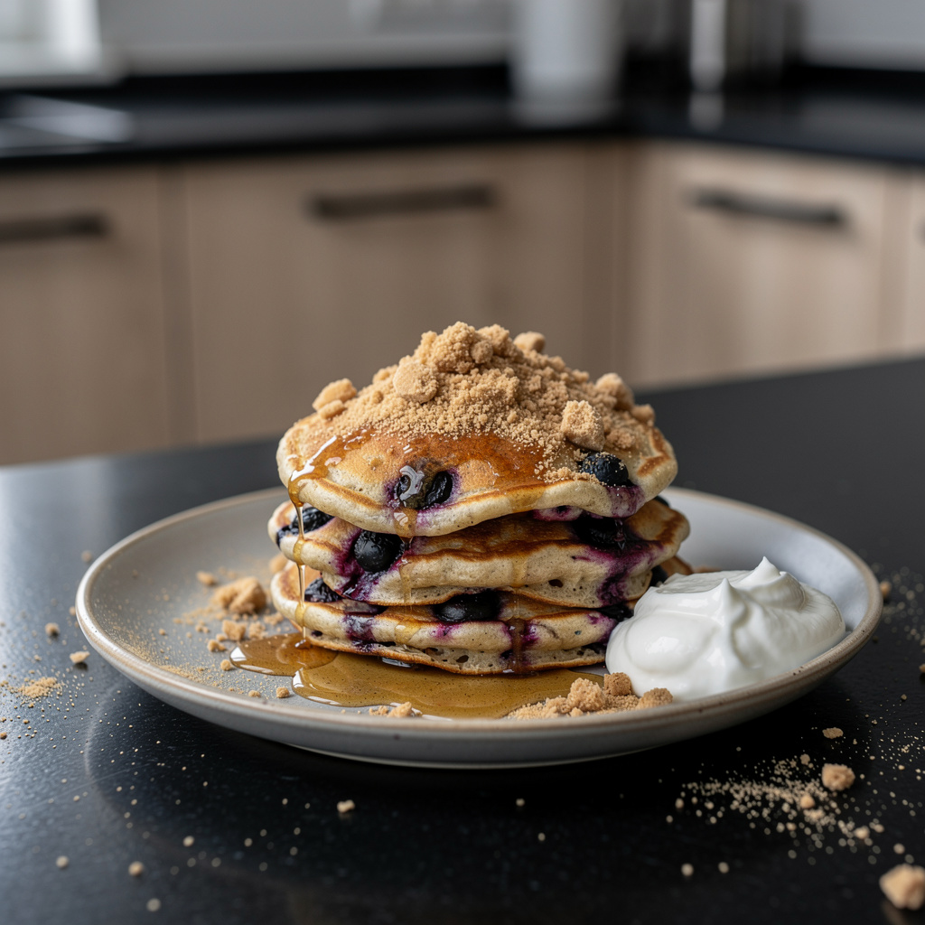 Blueberry Pancakes with Cinnamon Streusel
