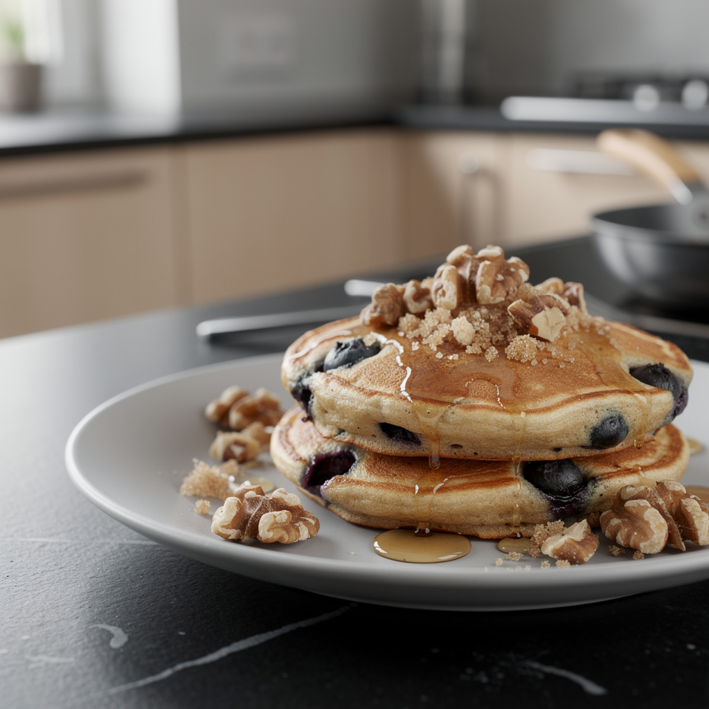 Pancakes z jagodami i kruszonką orzechową