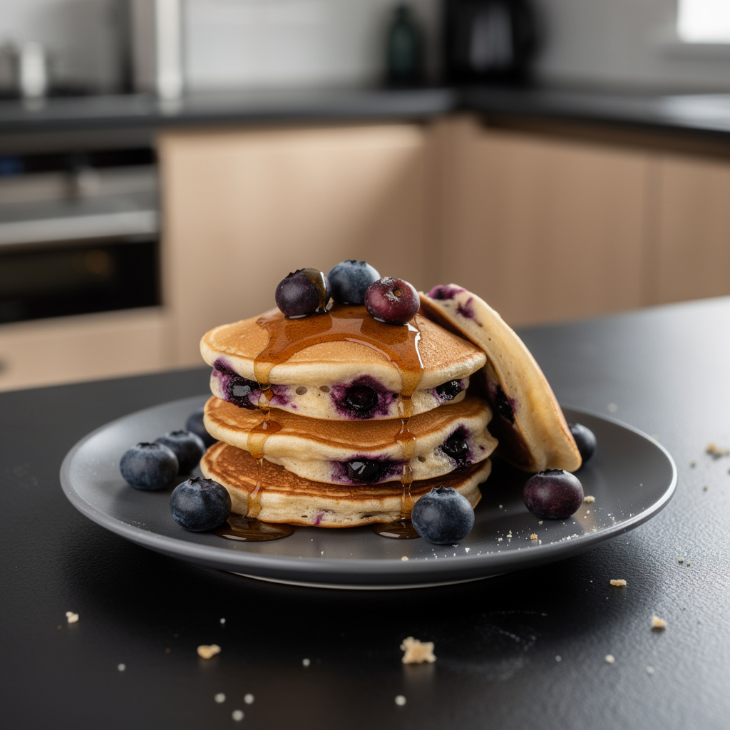 Pancakes with Blueberries and Maple Syrup