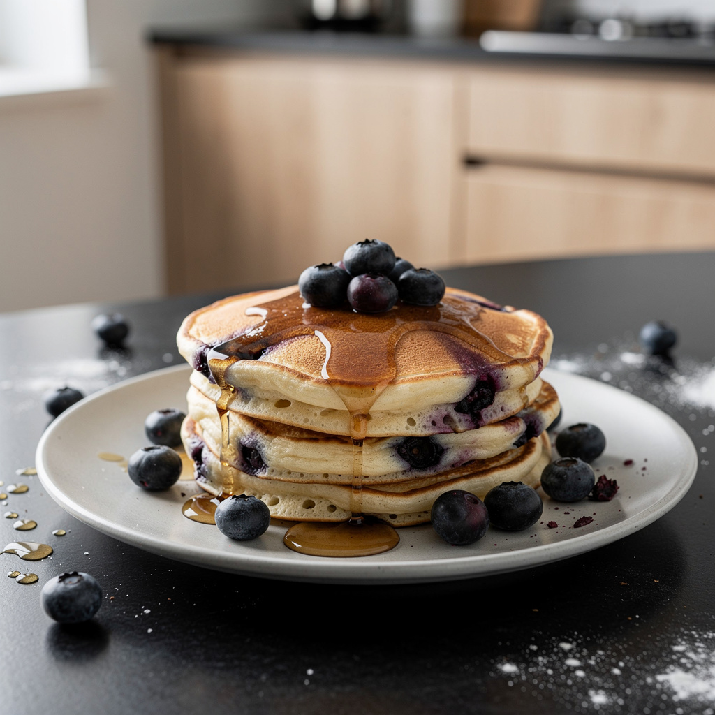 Pancakes z maślanką i jagodami leśnymi z patelni
