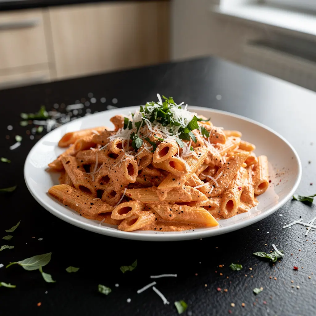 Pasta z kremowym sosem z pieczonej papryki i ricotty