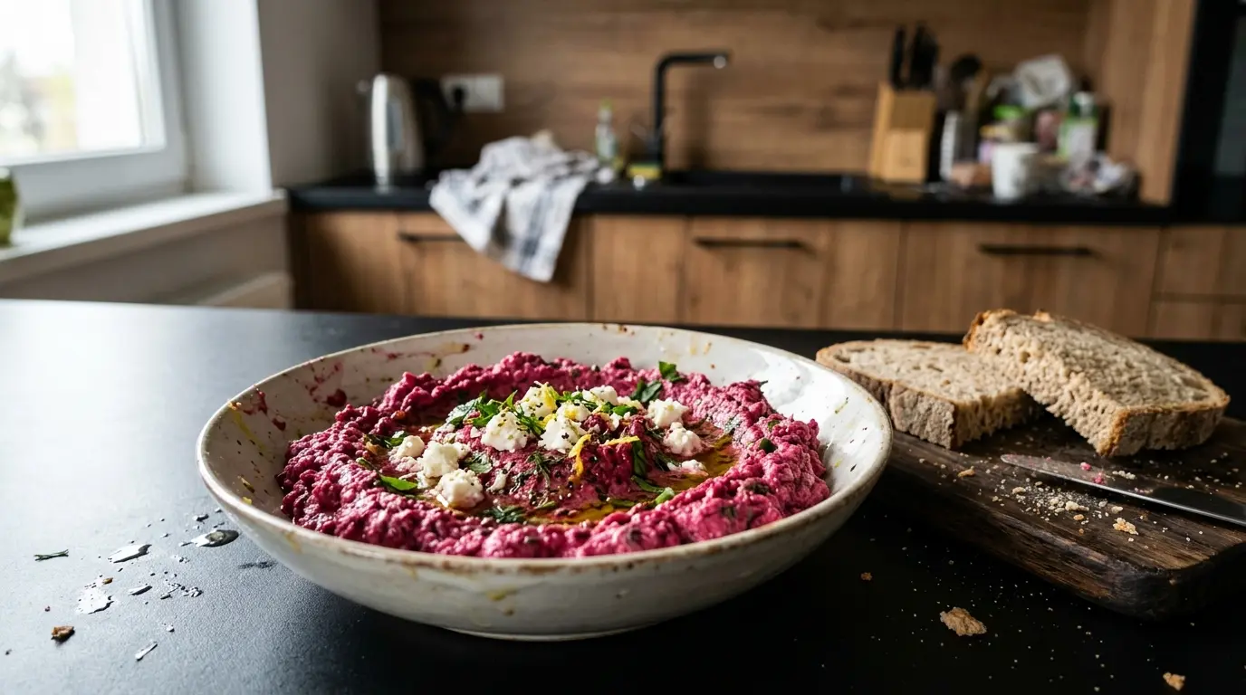 Pasta z pieczonego buraka i sera feta