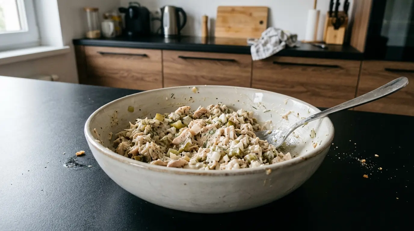 Pasta z pieczonego kurczaka i ogórka kiszonego do kanapek