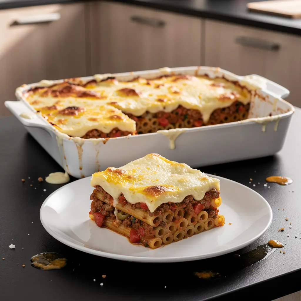 Pastitsio – Greek pasta bake with meat and béchamel