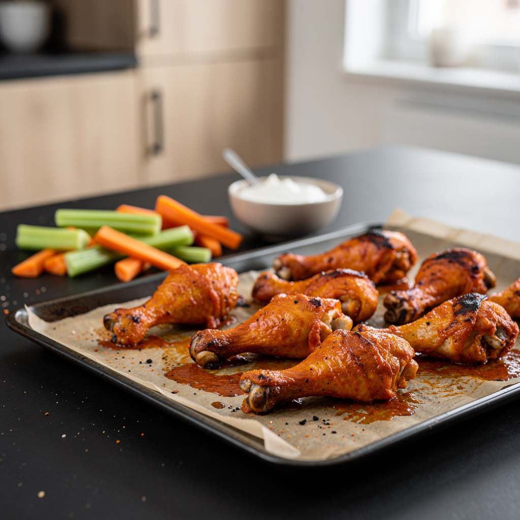 Pieczone udka z kurczaka w stylu buffalo z piekarnika