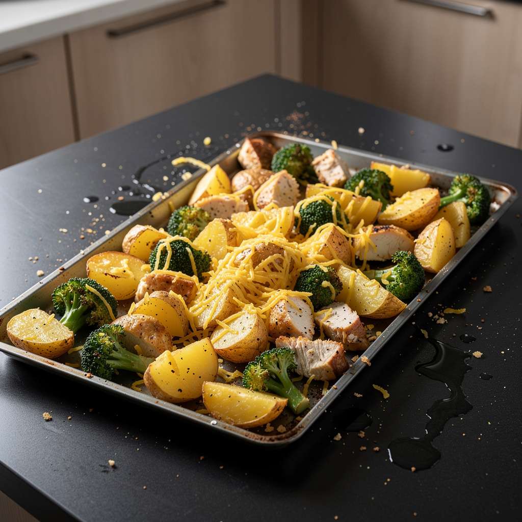 Patatas asadas con pollo y brócoli al estilo estadounidense