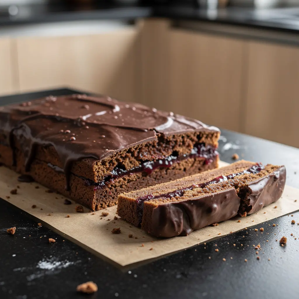 Piernik na miodzie z powidłami śliwkowymi