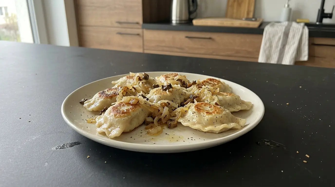 Pierogi z kapustą kiszoną i grzybami