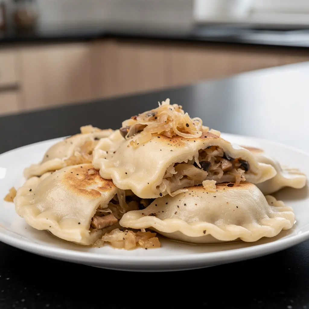 Pierogi z kapustą kiszoną i grzybami