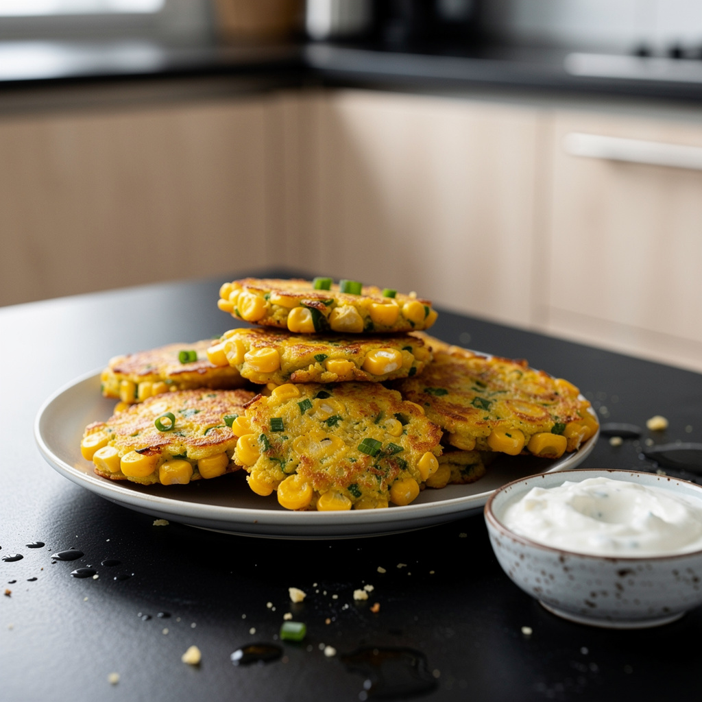 Skillet Corn Fritters with Yogurt Dip