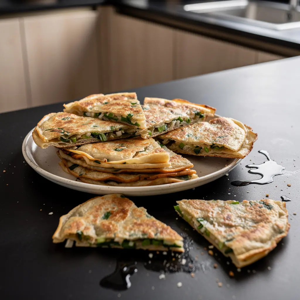 Placuszki z zielonej cebulki cong you bing