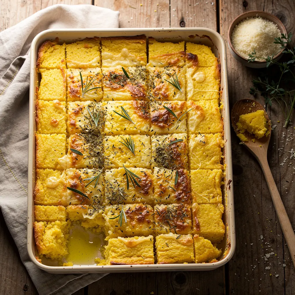 Polenta zapiekana z serem i ziołami