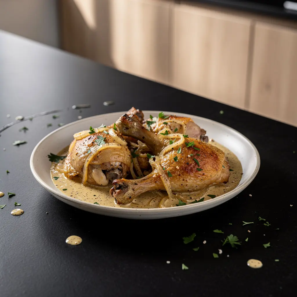 Poulet à la moutarde – chicken in creamy mustard sauce