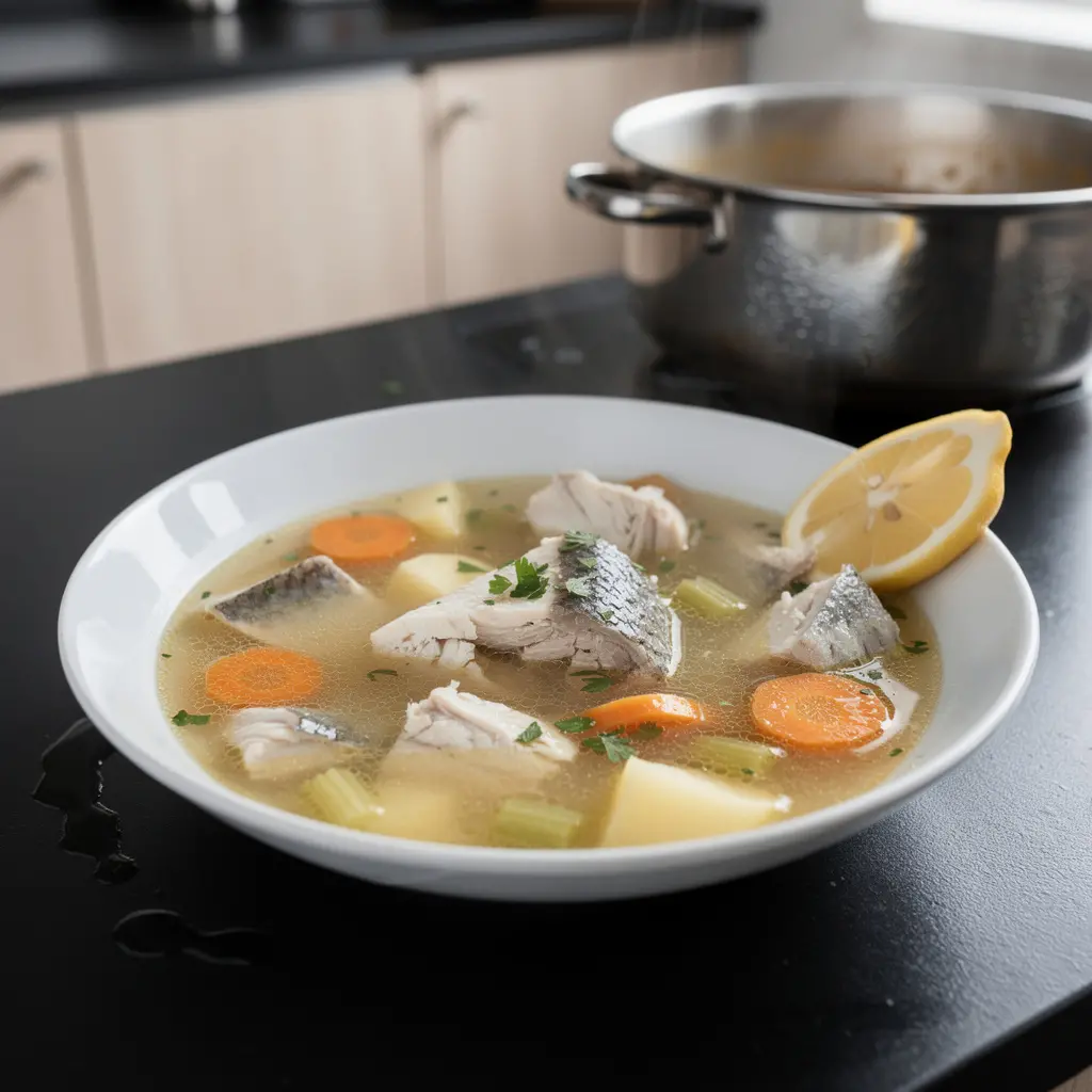 Psarosoupa – Greek Fish Soup with Vegetables and Lemon