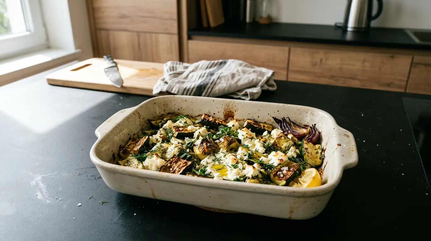 Psito kolokithi – pieczona cukinia po grecku z fetą i ziołami